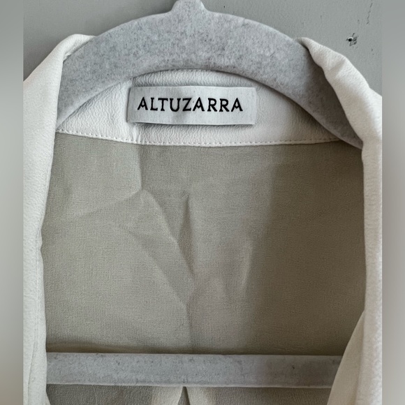 ALTUZARRA Button-Down Long-Sleeve Silk "Georgette Blouse" IVORY Small - Picture 4 of 5